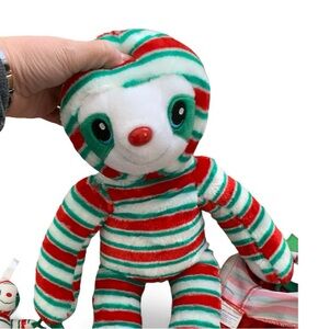 Build-A-Bear Red and Green Holiday Plush Toy Peppermint Twist Sloth toy